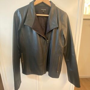Eileen Fisher Black Leather Jacket Size Small